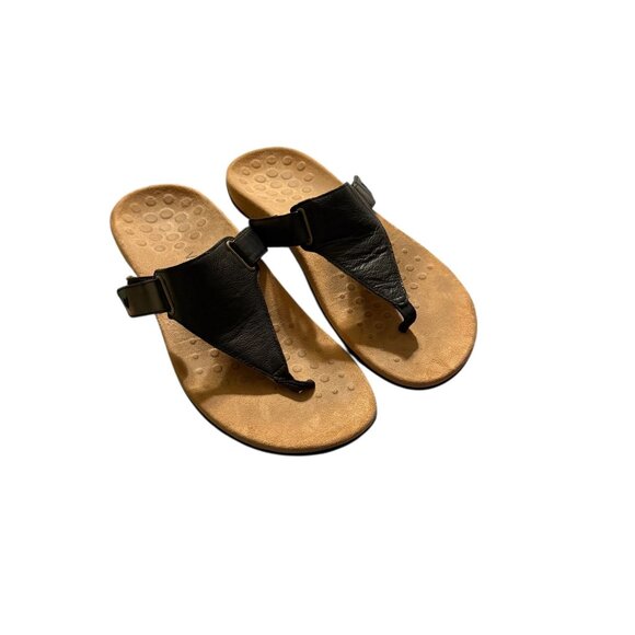 Womens Vionic Black Leather Wanda Sandals With Adjustable Straps size 9